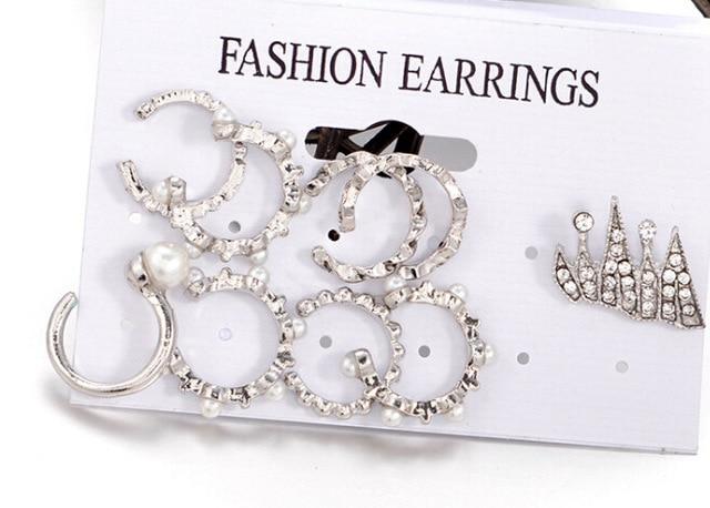 Jazzy - 9 Piece Set Pearl Punk Clip Earrings | Bowlift