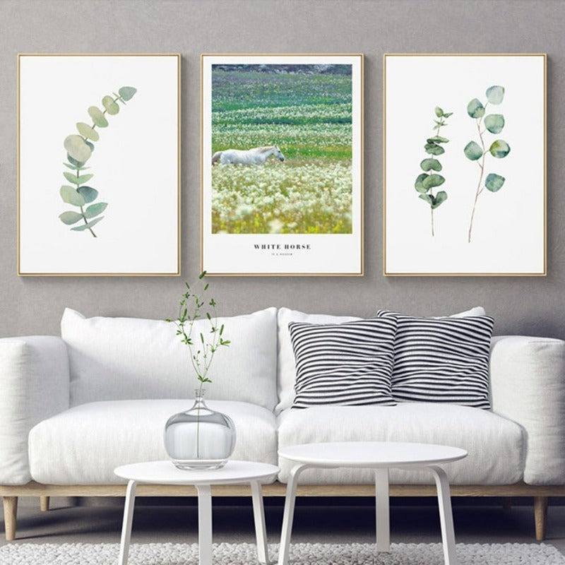 Nature Grassland Horse Leaves  - Canvas Wall Art Painting | Bowlift