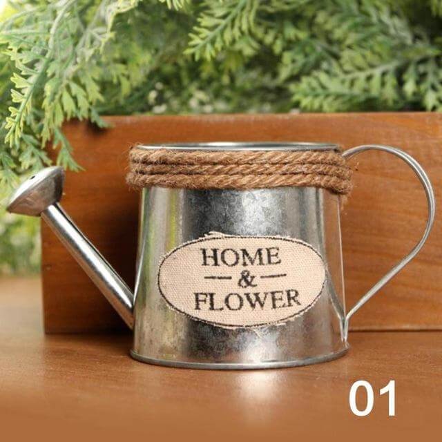 BowLift | Vintage Mini Kettle Flowers Iron Bucket Vase