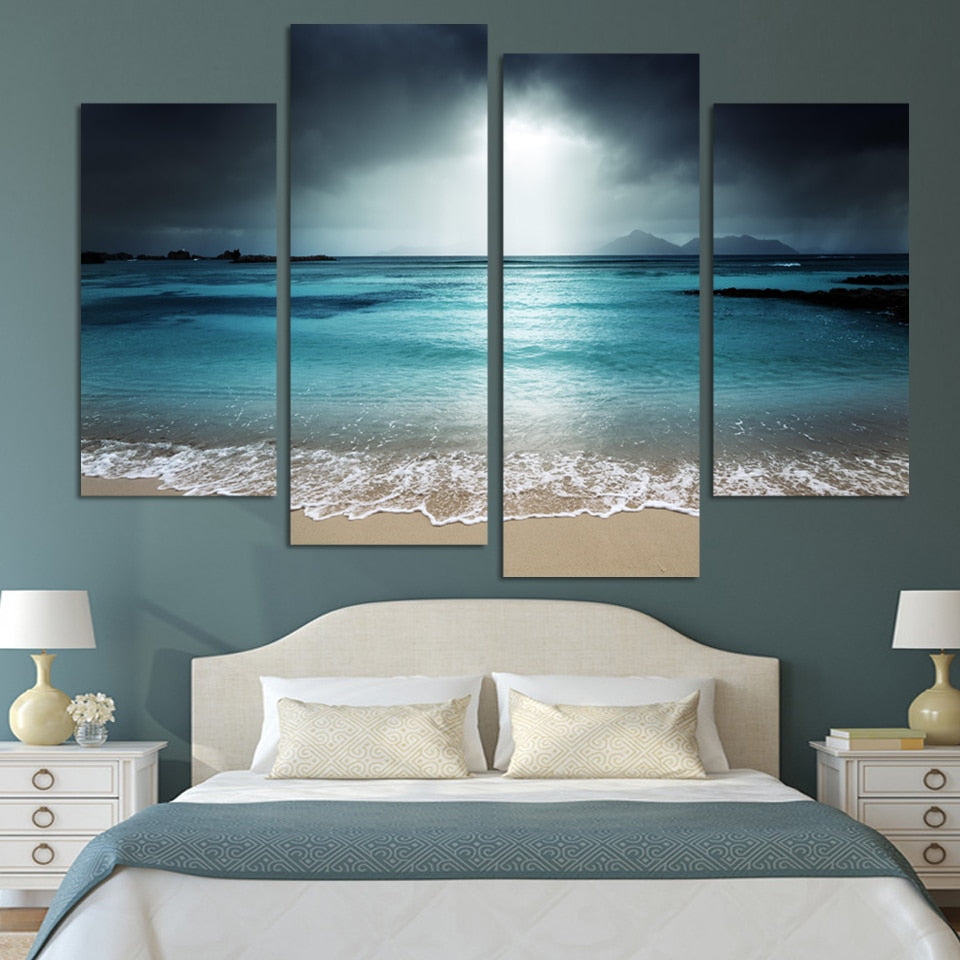 Blue Sea Waves - Canvas Wall Art Painting | Bowlift