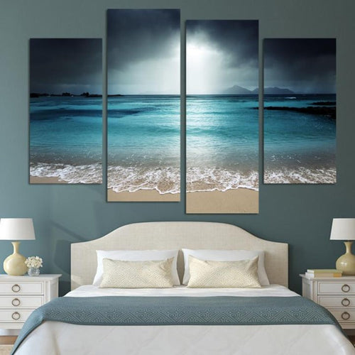 Heaven Ocean - 4 Piece Canvas Wall Art Painting: Calming Beach Scene | Bowlift