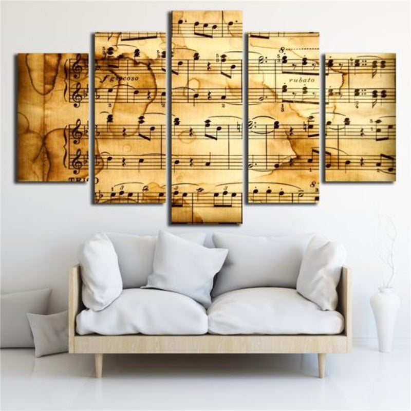 Music Score Notation - Canvas Wall Art Painting | Bowlift