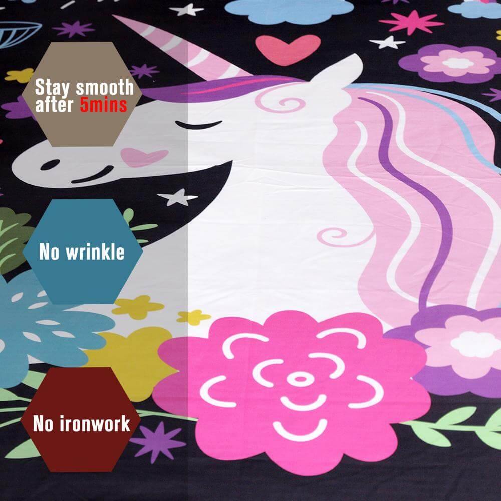 BowLift | Unicorn Floral Girl Kids Cartoon Comfortable Duvet Cover Bedding Set