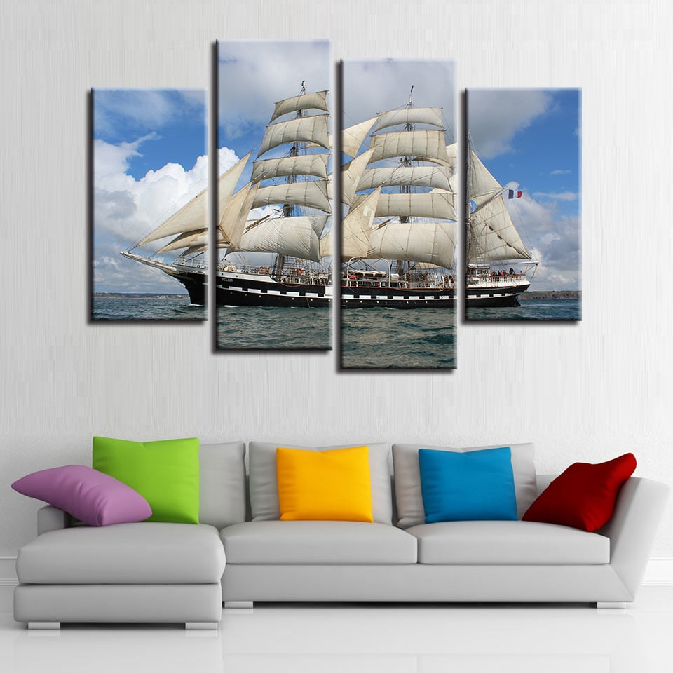 Sailboat In The Sea - Canvas Wall Art Painting | Bowlift