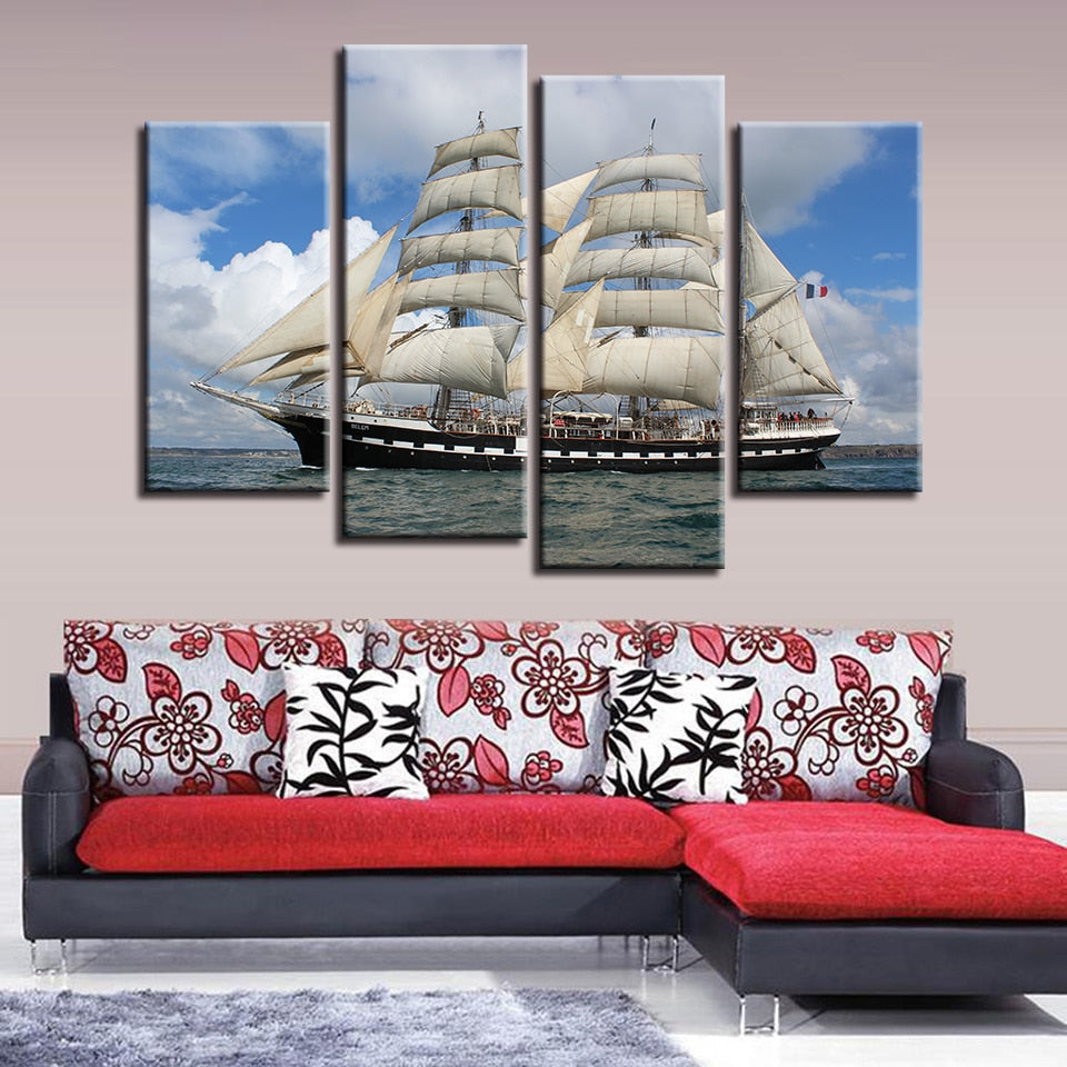 Sailboat In The Sea - Canvas Wall Art Painting | Bowlift