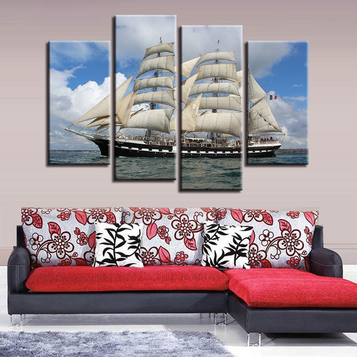 Sailboat In The Sea - Canvas Wall Art Painting | Bowlift