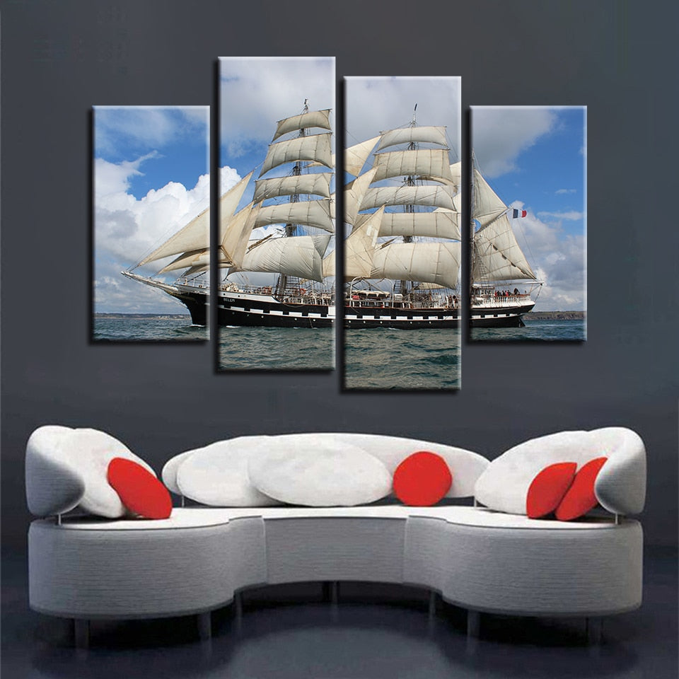 Sailboat In The Sea - Canvas Wall Art Painting | Bowlift