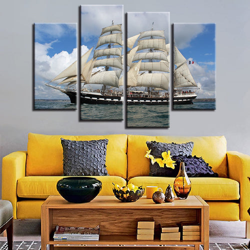 Sailboat In The Sea - Canvas Wall Art Painting | Bowlift