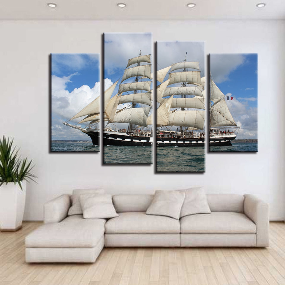 Sailboat In The Sea - Canvas Wall Art Painting | Bowlift