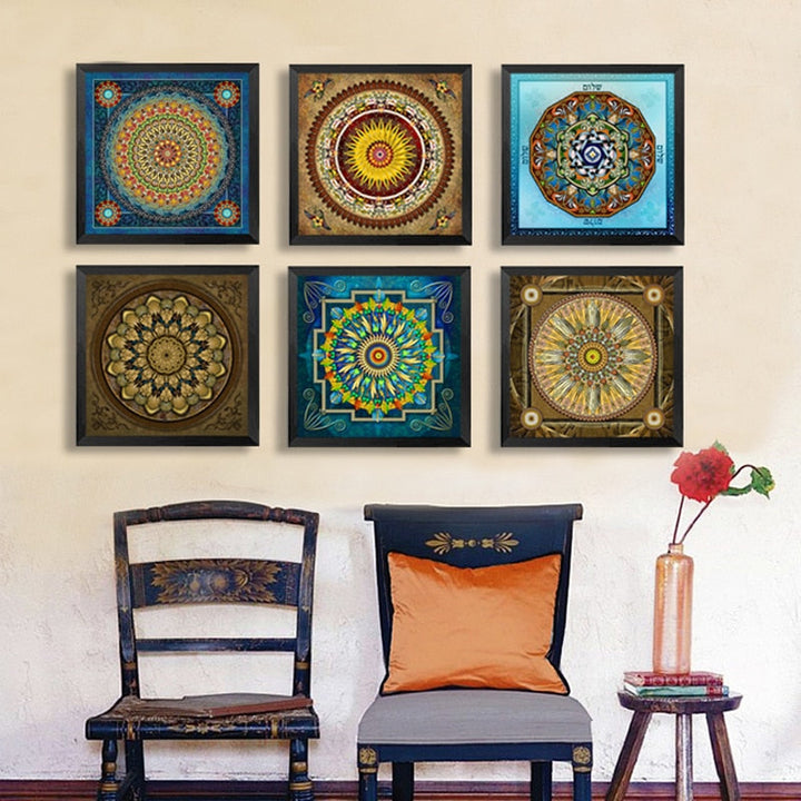 Mandala Ornament Thangka Yoga - Canvas Wall Art Painting | Bowlift