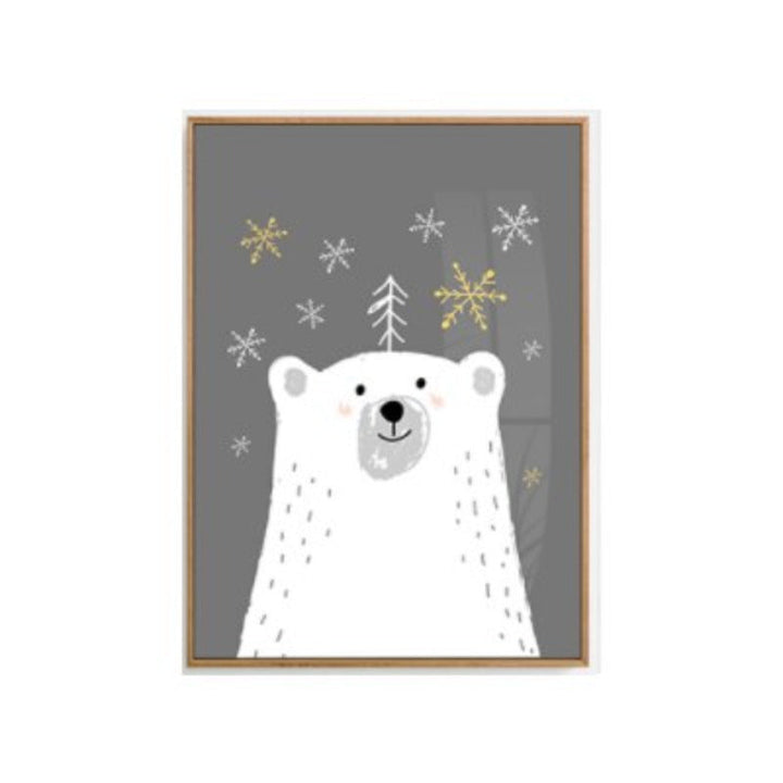 Cartoon Animals Bear Fox - Canvas Wall Art Painting | Bowlift