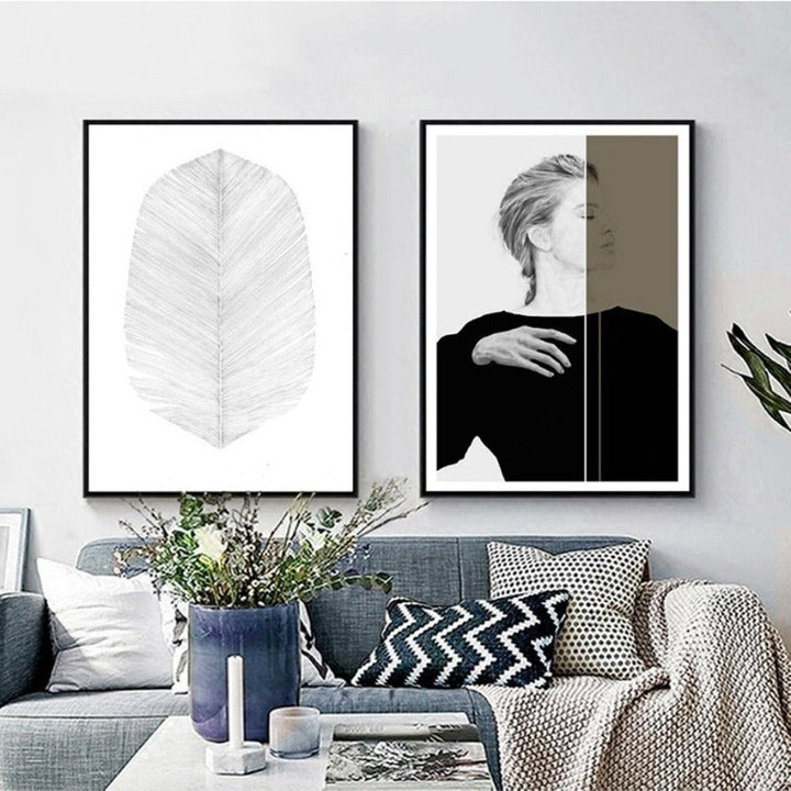 Nordic Abstract Leaf Art - Canvas Wall Art Painting | Bowlift