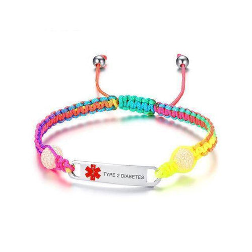 BowLift | Kids Diabetic Rainbow Medical Alert ID Bracelet - Type 1 Diabetes, Type 2 Diabetes