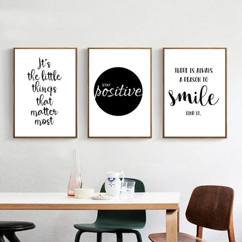 Motivational Life Quote Black White - Canvas Wall Art Painting | Bowlift