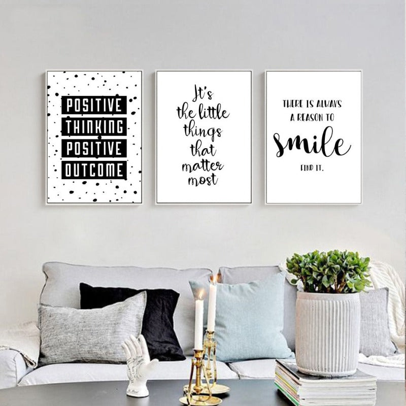 Motivational Life Quote Black White - Canvas Wall Art Painting | Bowlift