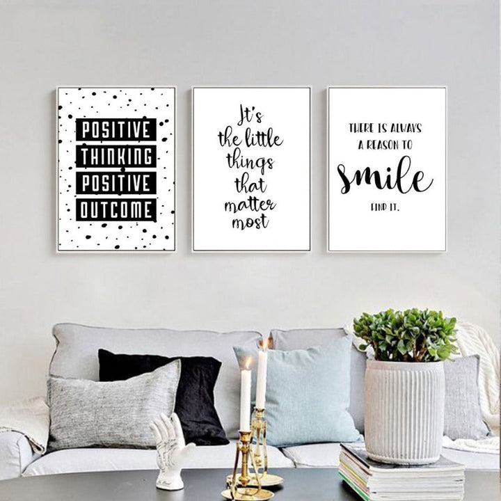 Motivational Life Quote Black White - Canvas Wall Art Painting | Bowlift