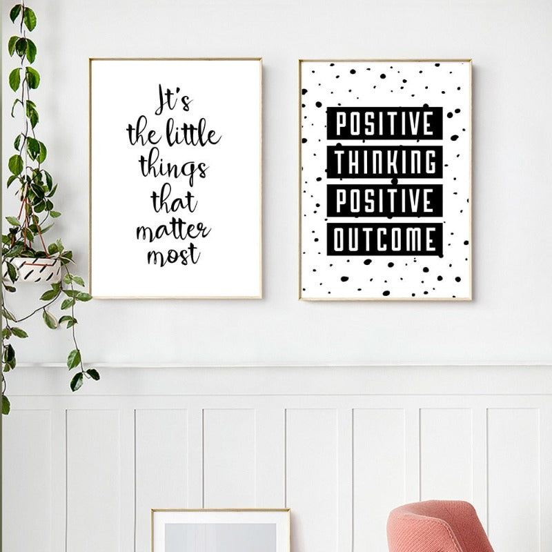 Motivational Life Quote Black White - Canvas Wall Art Painting | Bowlift