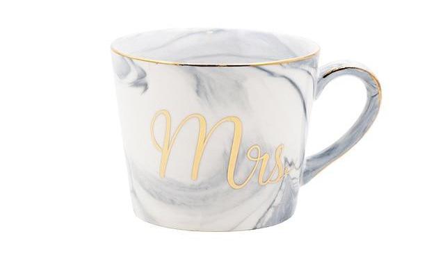 Marble Porcelain Mr & Mrs Coffee Mugs | Bowlift