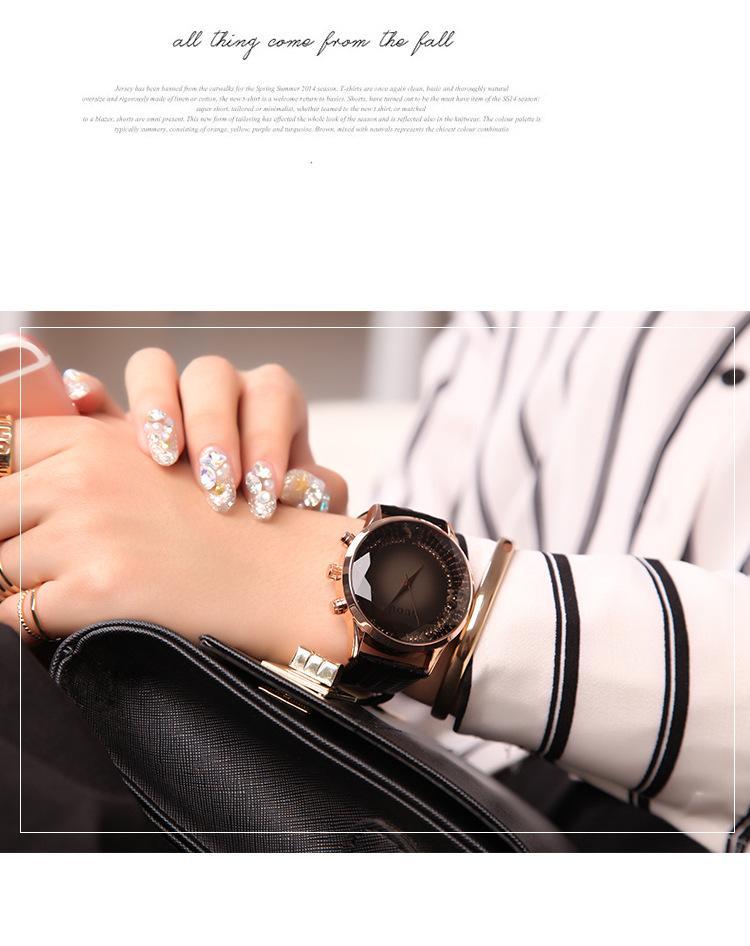 BowLift | Black Luxury Diamond Genuine Leather Ladies Watch