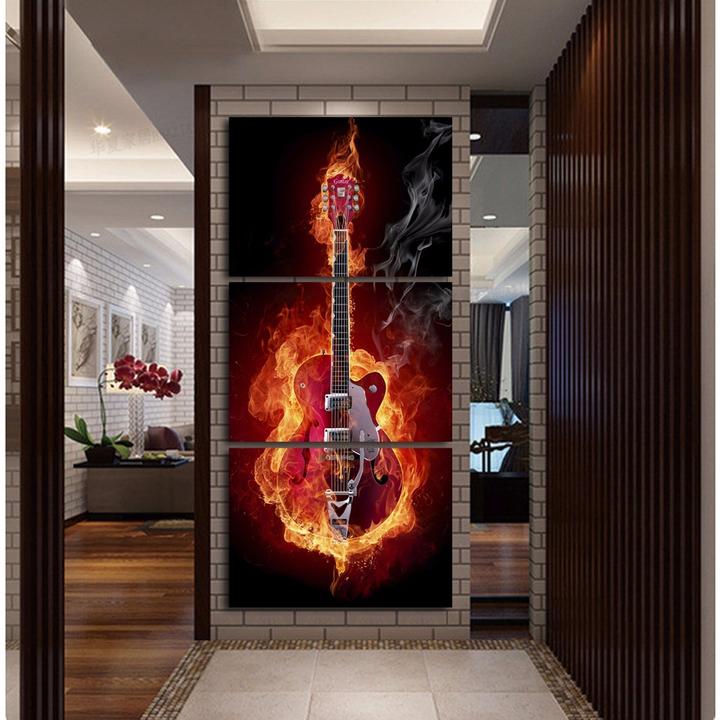 Flaming Electric Guitar - Canvas Wall Art Painting | A Must-Have for Music Lovers | Bowlift