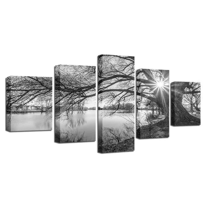 Lakeside Big Trees - Canvas Wall Art Painting | Bowlift
