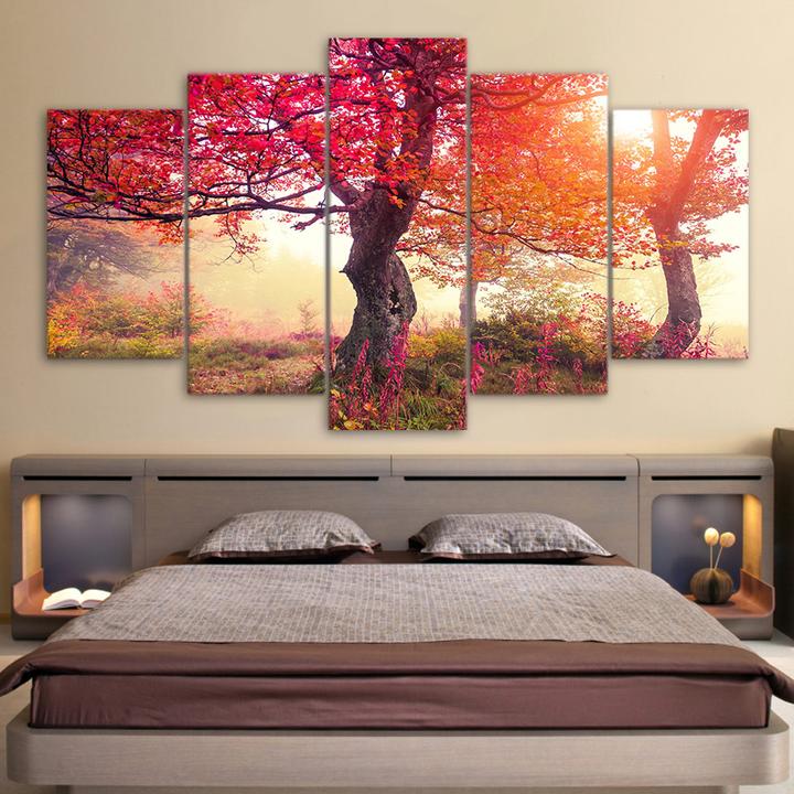 Red Tree Bloom - Canvas Wall Art Painting | Bowlift