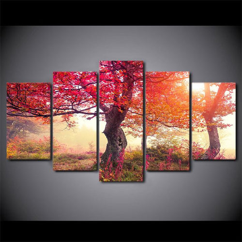 Red Tree Bloom - Canvas Wall Art Painting | Bowlift