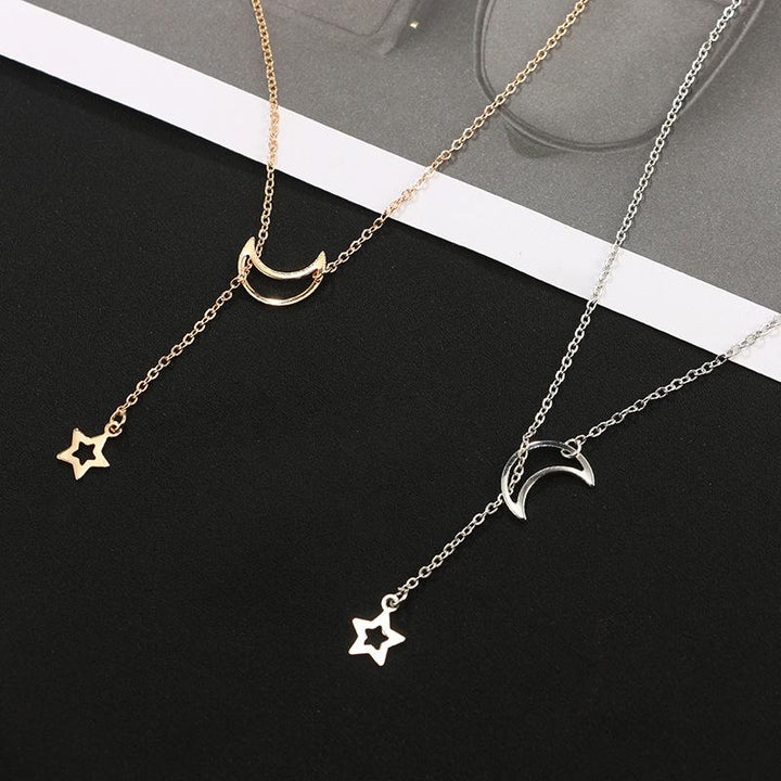 Moon & Star Hanging Drop Necklace | Bowlift