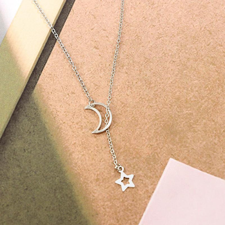 Moon & Star Hanging Drop Necklace | Bowlift