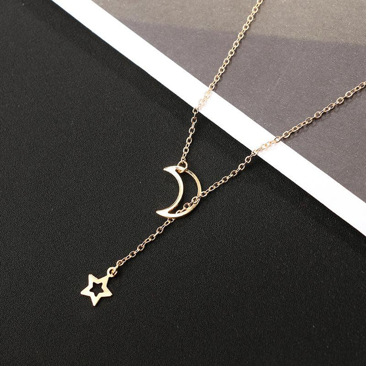 Moon & Star Hanging Drop Necklace | Bowlift