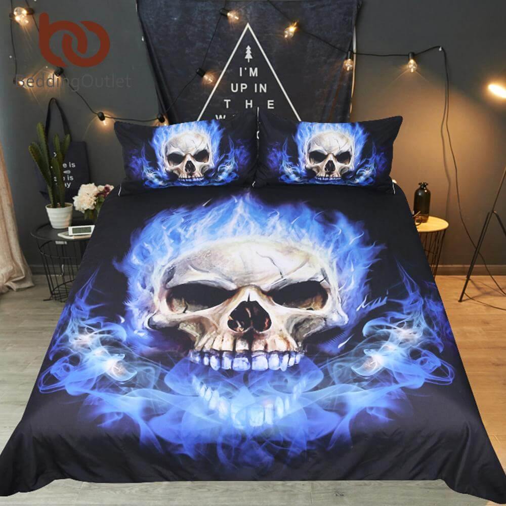 BowLift | 3pcs Luxury 3D Print Flame Gothic Blue Fire Comfortable Duvet Cover Bedding Set