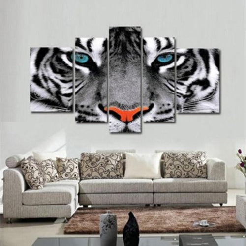 White Tiger Eyes - Canvas Wall Art Painting | Bowlift