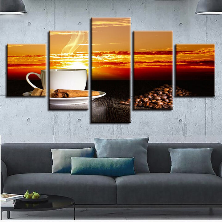 Sunset Coffee - Canvas Wall Art Painting | Bowlift