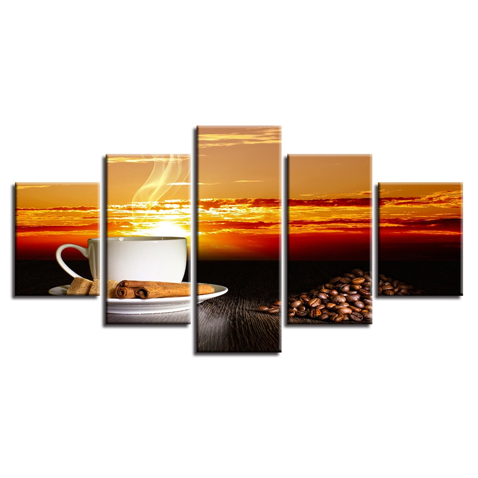 Sunset Coffee - Canvas Wall Art Painting | Bowlift