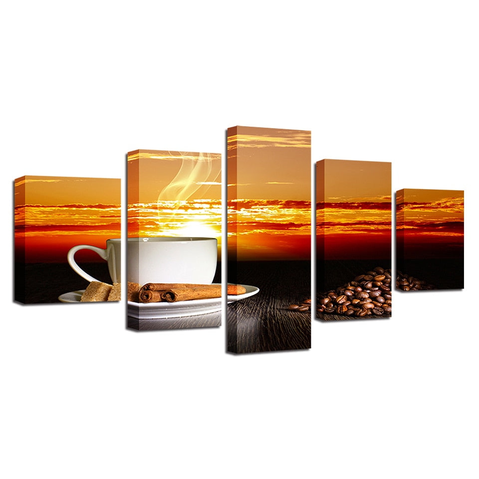 Sunset Coffee - Canvas Wall Art Painting | Bowlift