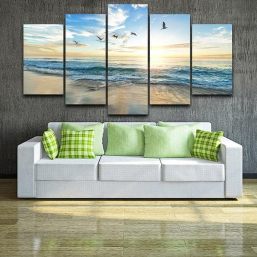 Seagulls On Beach - Canvas Wall Art Painting | Bowlift