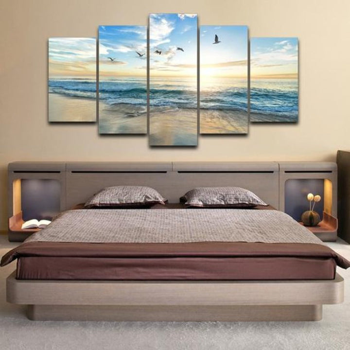 Seagulls On Beach - Canvas Wall Art Painting | Bowlift