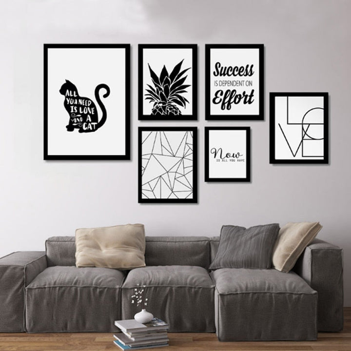 Black & White Nordic Inspiring Life Quotes - Canvas Wall Art Painting | Bowlift