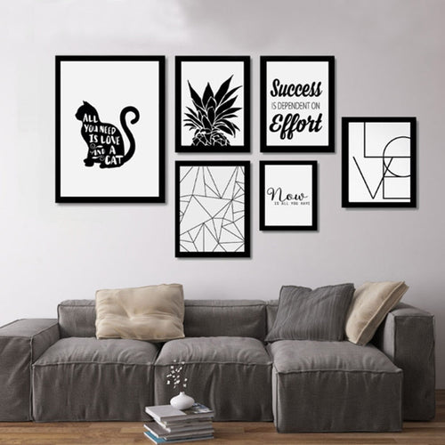 Black & White Nordic Inspiring Life Quotes - Canvas Wall Art Painting | Bowlift