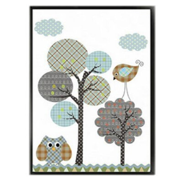 Cartoon Giraffe Rabbit Elephant Animals - Canvas Wall Art Painting | Bowlift