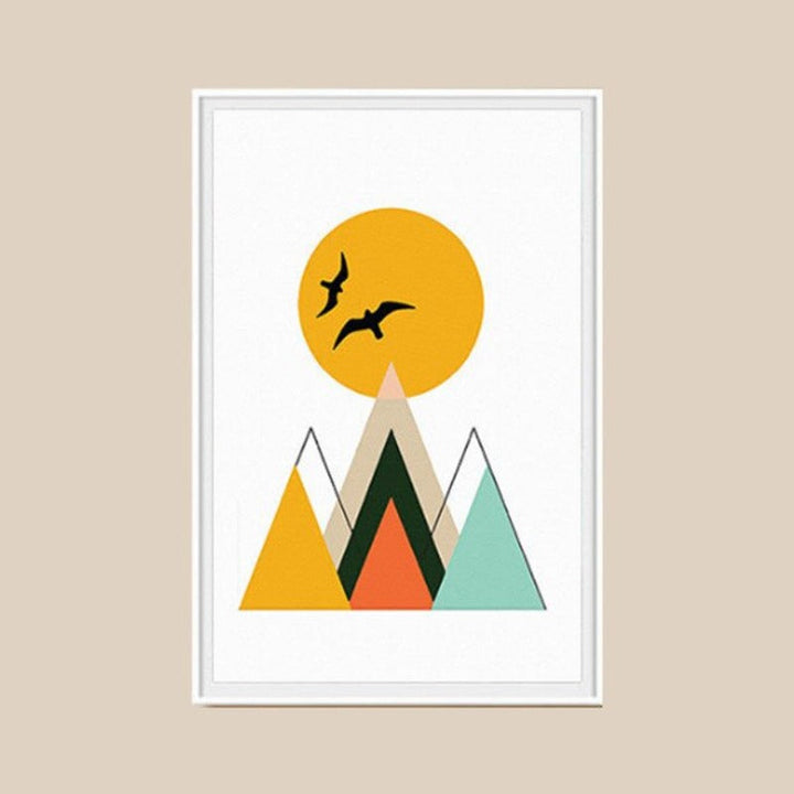 Mountain Peak Sunrise Nordic Poster  - Canvas Wall Art Painting | Bowlift
