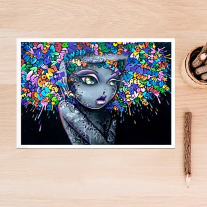 Beautiful Girl Graffiti Creative Hair - Canvas Wall Art Painting | Bowlift