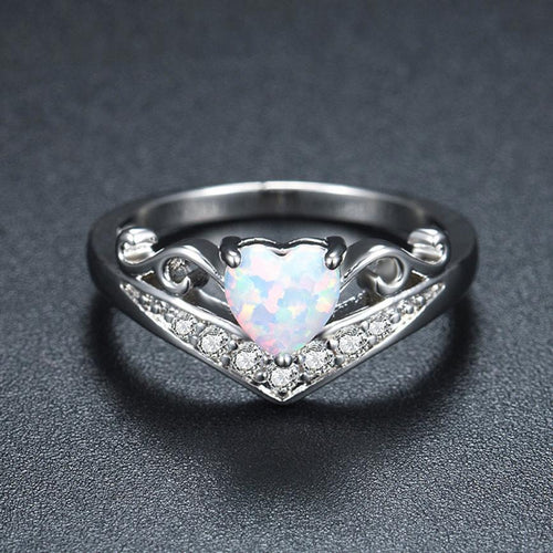 Oval Cut Heart Fire Opal Ring | Bowlift