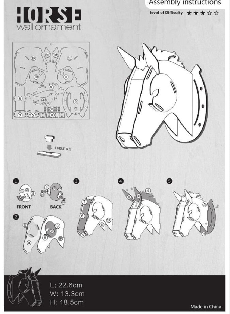 BowLift | 3D Wooden Craft Horse Hanging Wall Decor