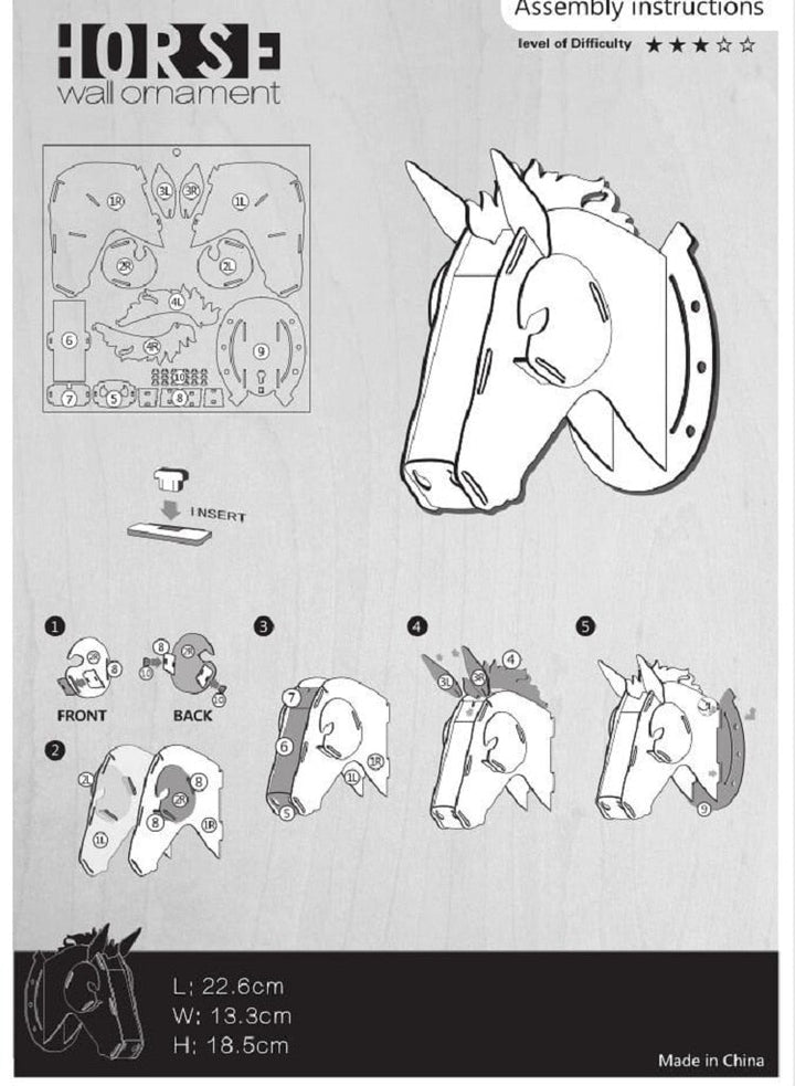 BowLift | 3D Wooden Craft Horse Hanging Wall Decor