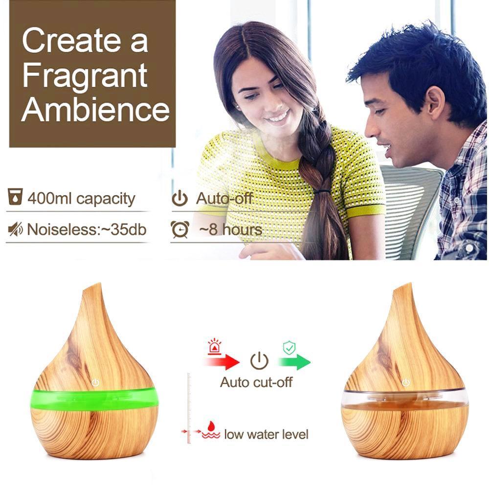 BowLift | Wood Grain Electric Air Humidifier Ultrasonic Essential Oil Diffuser