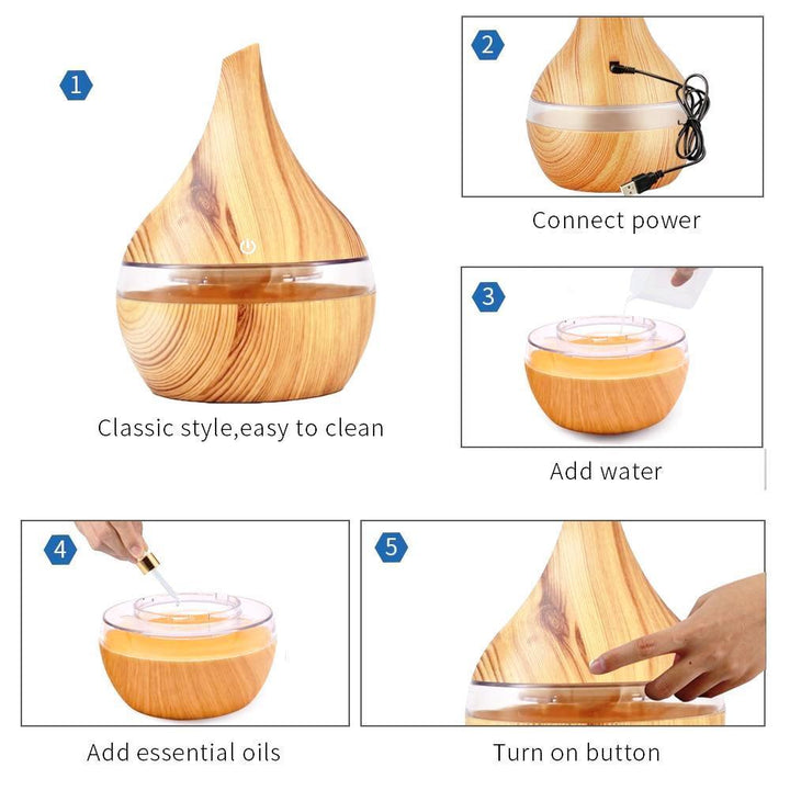 BowLift | Wood Grain Electric Air Humidifier Ultrasonic Essential Oil Diffuser