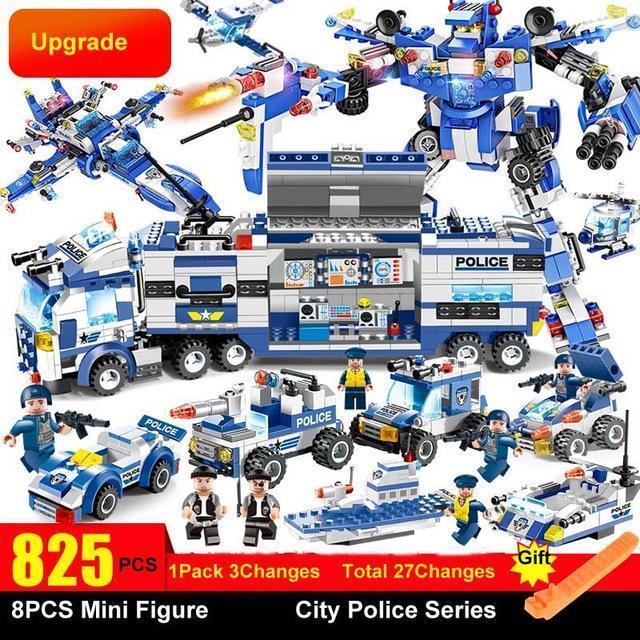 BowLift | 8 IN 1 Robot Aircraft Car City Police SWAT Building Block
