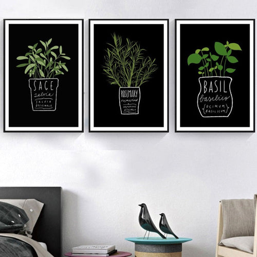 Potted Herbs - Canvas Walls Art Painting | Bowlift