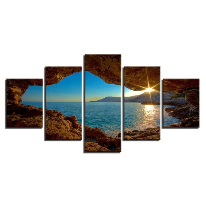 Outside Cave Sunset - Canvas Wall Art Painting | Bowlift